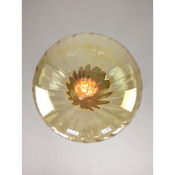 Image 1 of Lampe pendante globe en verre et laiton jaune du Mid Century