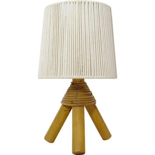 Lampe de table vintage en bambou avec abat-jour en corde