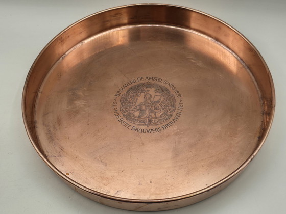 Image 1 of 2 X plateaux de service en cuivre rouge vintage Amstel Beer
