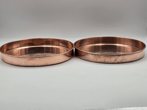Image 1 of 2 X plateaux de service en cuivre rouge vintage Amstel Beer