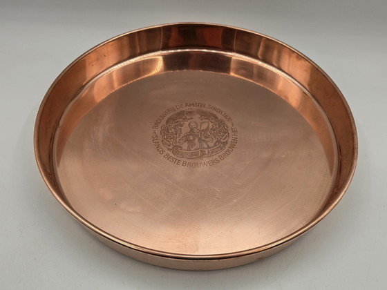 Image 1 of 2 X plateaux de service en cuivre rouge vintage Amstel Beer
