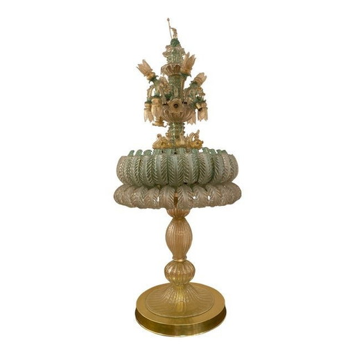Lampadaire italien vintage en verre de Murano avec fontaine d'eau fonctionnelle