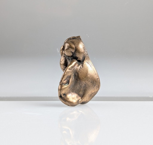 Pendentif Sculpture Brutaliste en Bronze Signé 1970S