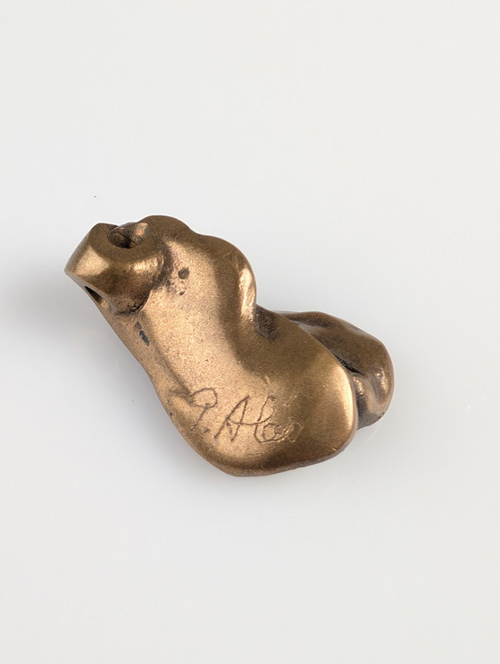 Image 1 of Pendentif Sculpture Brutaliste en Bronze Signé 1970S