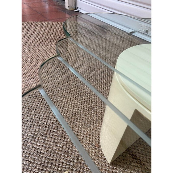 Image 1 of Table basse vintage en verre et bois par Mister Luna, 1970