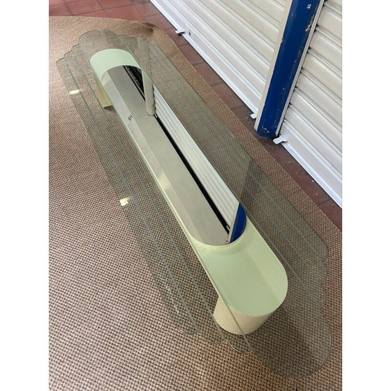 Image 1 of Table basse vintage en verre et bois par Mister Luna, 1970