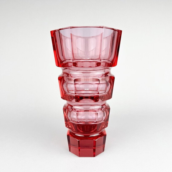 Image 1 of Vase vintage en verre par Josef Hoffmann pour Moser