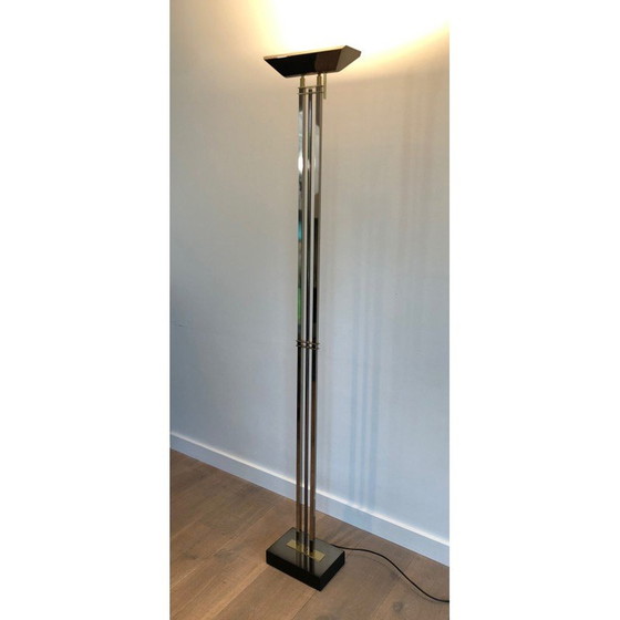 Image 1 of Lampadaire vintage avec patine bronze et laiton, 1970