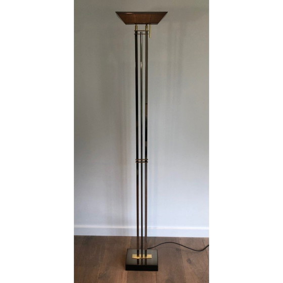 Image 1 of Lampadaire vintage avec patine bronze et laiton, 1970