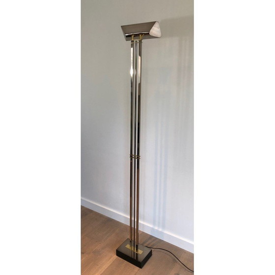 Image 1 of Lampadaire vintage avec patine bronze et laiton, 1970