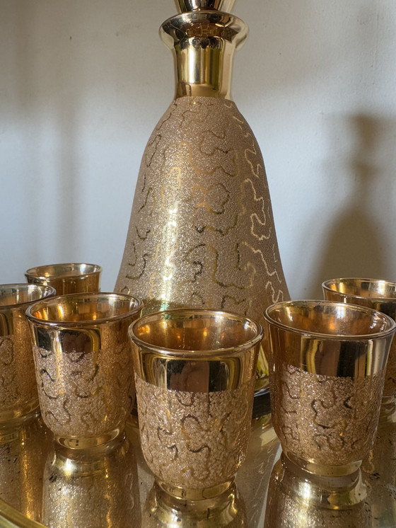 Image 1 of Service À Liqueur Carafe Et Verre Or Années 60
