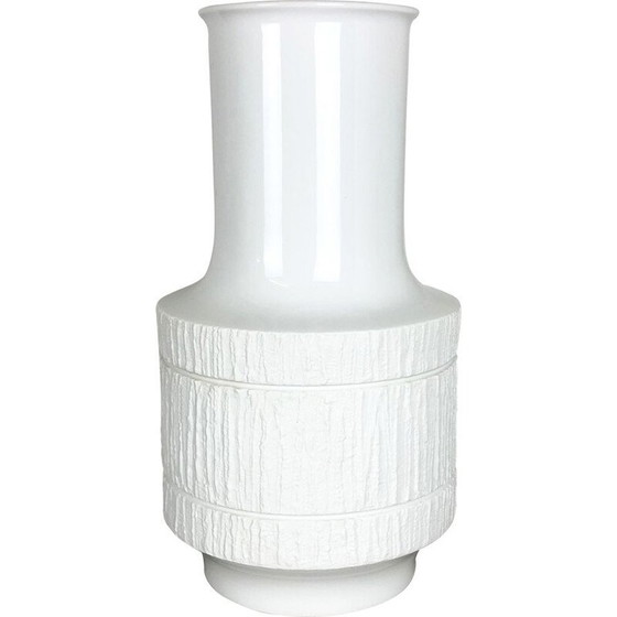 Image 1 of Vase vintage en porcelaine blanche Op Art par Richard Scharrer pour Thomas, Allemagne 1970