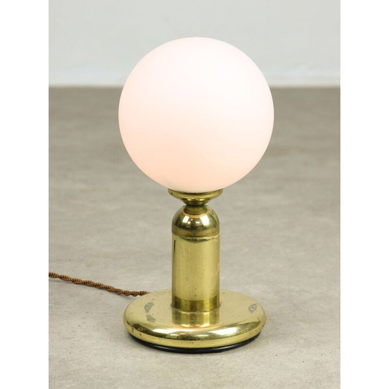 Image 1 of Lampe de table vintage en laiton et verre opalin, Italie 1970