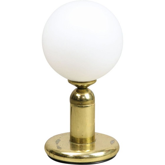Image 1 of Lampe de table vintage en laiton et verre opalin, Italie 1970