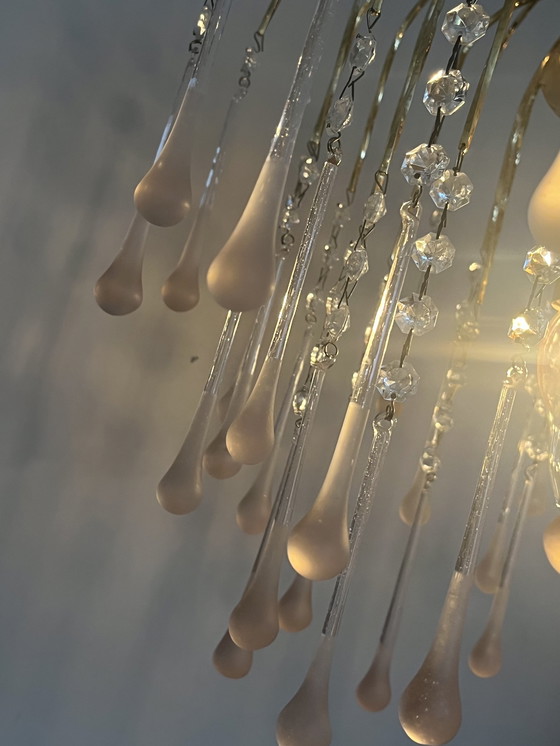 Image 1 of Xxl Teardrop Chandelier Suspension Lamp Vintage Pink Pears