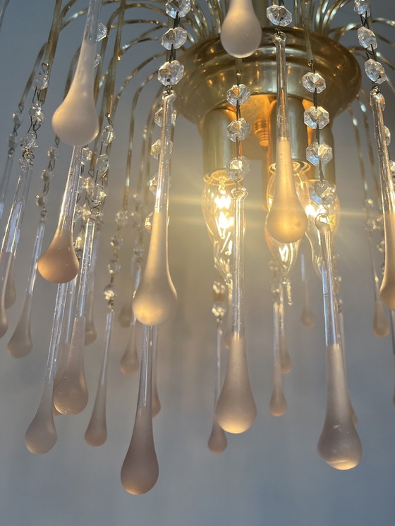 Image 1 of Xxl Teardrop Chandelier Suspension Lamp Vintage Pink Pears