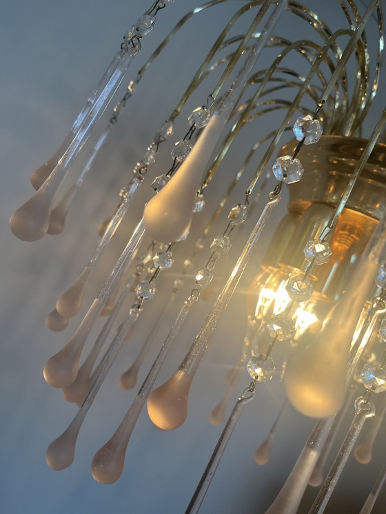 Image 1 of Xxl Teardrop Chandelier Suspension Lamp Vintage Pink Pears