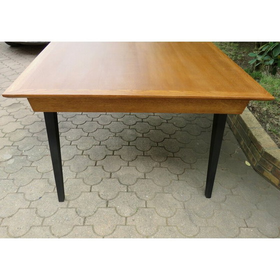 Image 1 of Table vintage en bois d'orme avec pieds en forme de compas, 1960