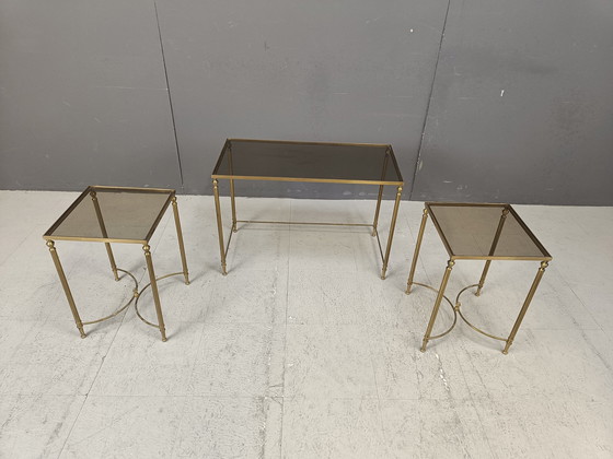 Image 1 of Table basse néoclassique en métal doré à la manière de la Maison Jansen, années 1960