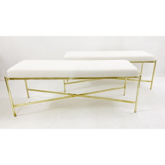 Image 1 of Paire de banquettes italiennes en laiton du Mid Century