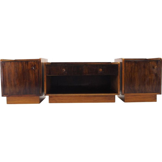 Image 1 of Ensemble de 3 tables de nuit vintage en verre opaque, 1950