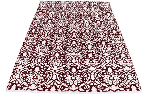 Tapis en laine et soie de Tabriz au design contemporain - Superbes reflets de soie