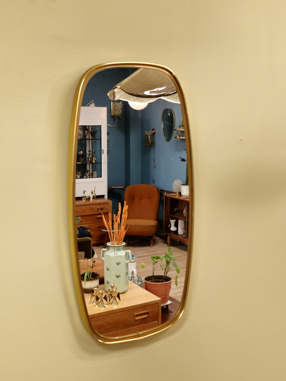 Image 1 of Miroir mural vintage Miroir laiton doré