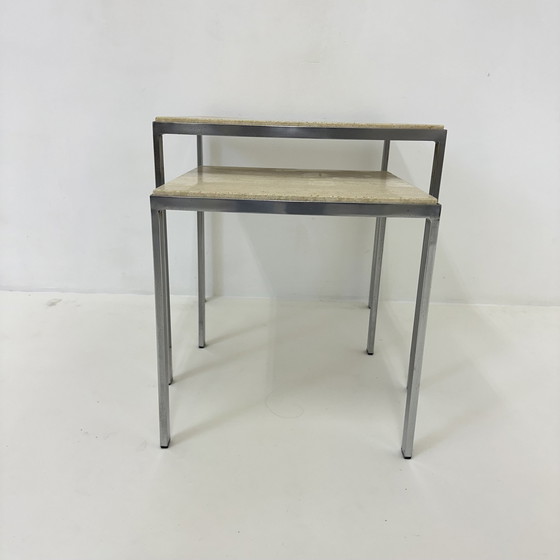 Image 1 of Ensemble de 2 tables d'appoint en travertin, années 1970