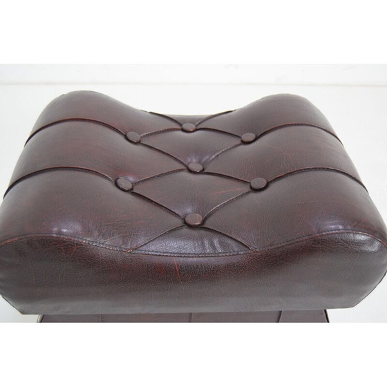 Image 1 of Tabouret à roulettes en simili-cuir du milieu du siècle, Tchécoslovaquie 1970