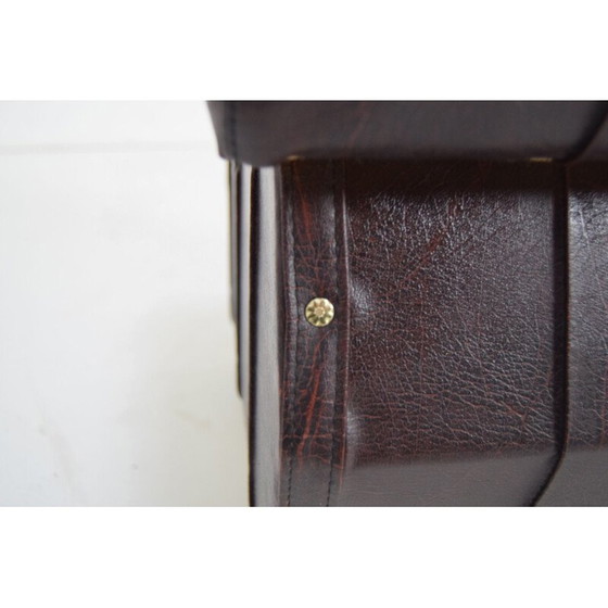 Image 1 of Tabouret à roulettes en simili-cuir du milieu du siècle, Tchécoslovaquie 1970