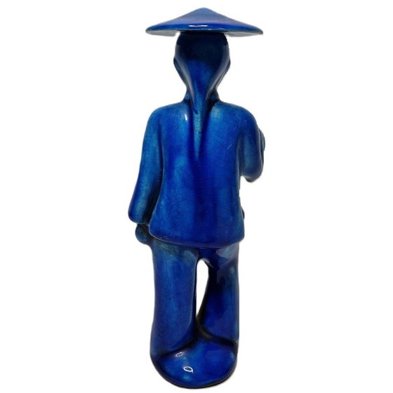 Image 1 of Statue chinoise en céramique bleue, 1970