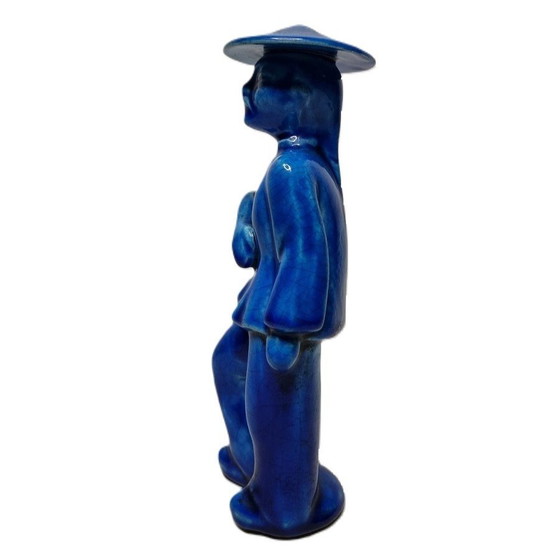 Image 1 of Statue chinoise en céramique bleue, 1970