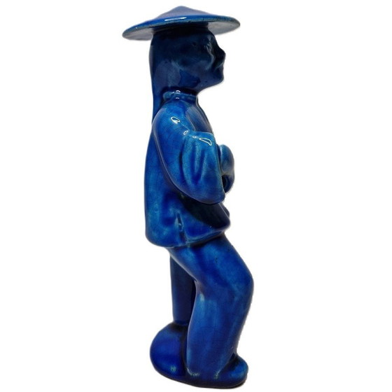 Image 1 of Statue chinoise en céramique bleue, 1970