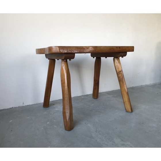 Image 1 of Table basse vintage brutaliste en bois massif