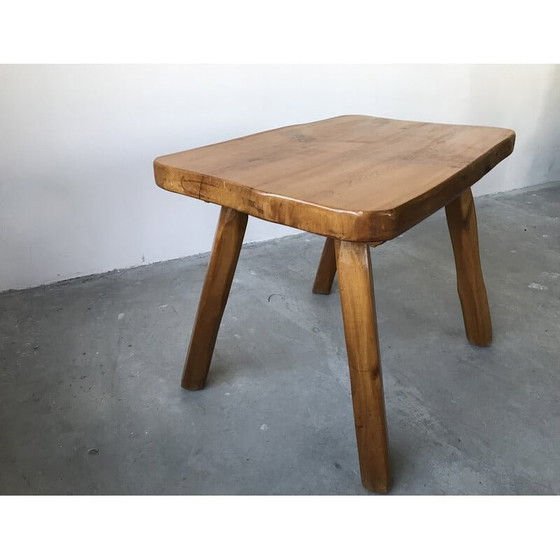 Image 1 of Table basse vintage brutaliste en bois massif