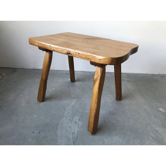 Image 1 of Table basse vintage brutaliste en bois massif