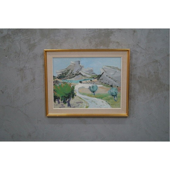 Image 1 of Peinture expressionniste vintage à la gouache d'Eva Holmberg-Jacobsson, 1968