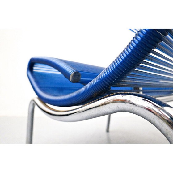 Image 1 of Chaise vintage en corde en plastique bleu par Roberto Semprini, Italie