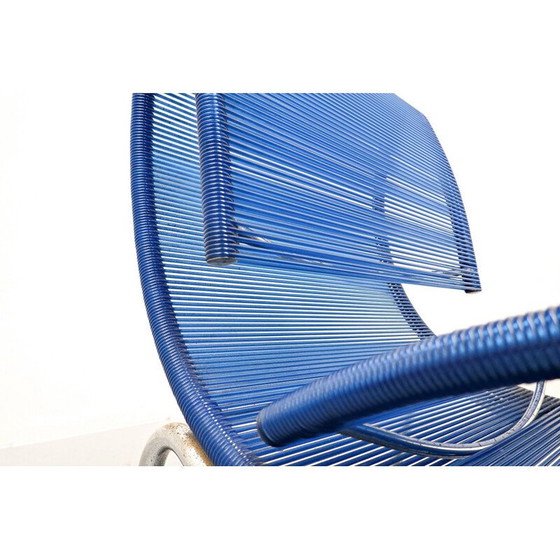 Image 1 of Chaise vintage en corde en plastique bleu par Roberto Semprini, Italie