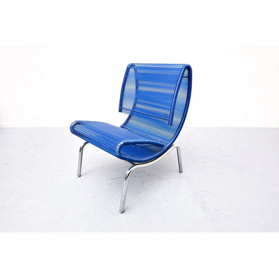 Image 1 of Chaise vintage en corde en plastique bleu par Roberto Semprini, Italie