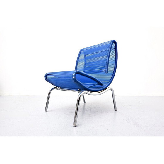 Image 1 of Chaise vintage en corde en plastique bleu par Roberto Semprini, Italie