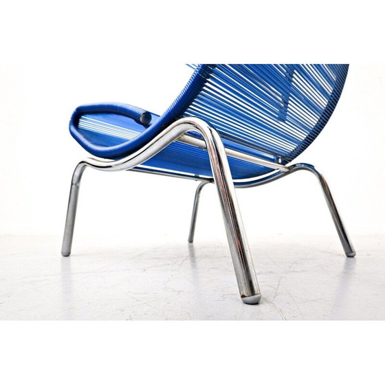 Image 1 of Chaise vintage en corde en plastique bleu par Roberto Semprini, Italie