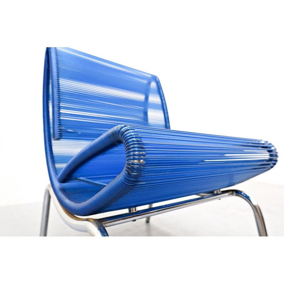 Image 1 of Chaise vintage en corde en plastique bleu par Roberto Semprini, Italie