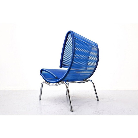 Image 1 of Chaise vintage en corde en plastique bleu par Roberto Semprini, Italie