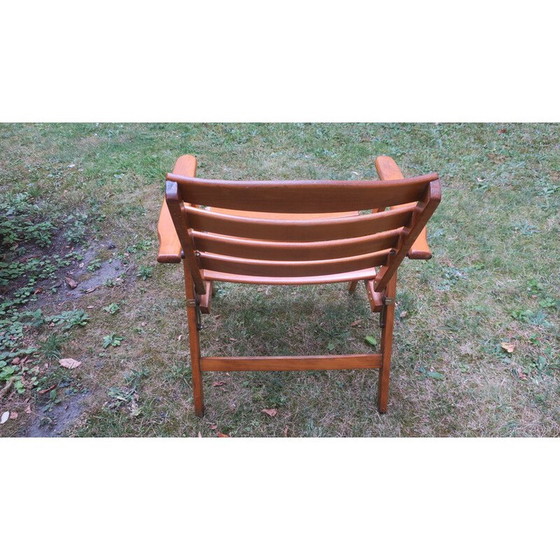 Image 1 of Fauteuil coudé pliant en bois patiné du milieu du siècle, 1960.