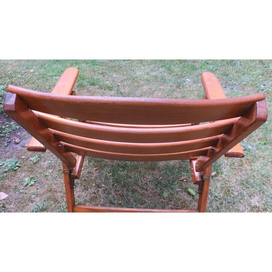 Image 1 of Fauteuil coudé pliant en bois patiné du milieu du siècle, 1960.