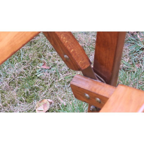 Image 1 of Fauteuil coudé pliant en bois patiné du milieu du siècle, 1960.