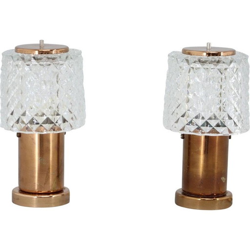 Paire de lampes vintage en cuivre par Kamenický Šeno, Tchécoslovaquie 1970