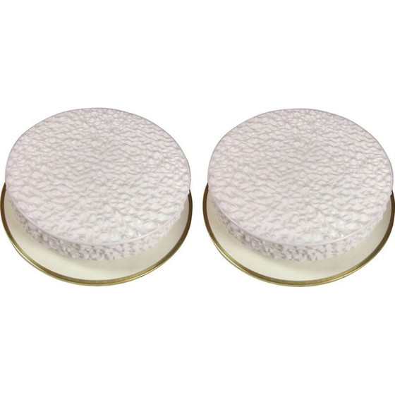 Image 1 of Paire d'appliques vintage en métal blanc et laiton pour Arteluce