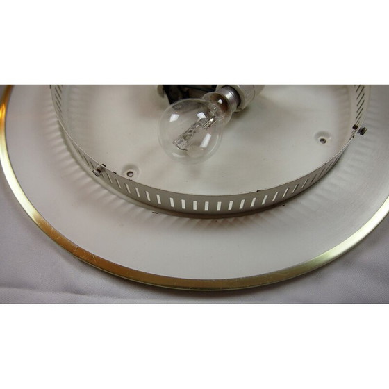 Image 1 of Paire d'appliques vintage en métal blanc et laiton pour Arteluce